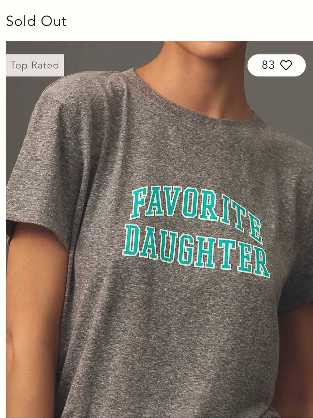 Favorite Daughter Heather Gray Tee with Turquoise Graphic - Picture 3 of 7